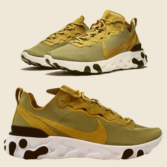 Nike Other - Nike React Element 55 Sneakers Shoes  Metallic Gold Mens 8 Womens 9.5